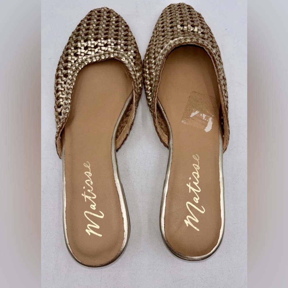 Matisse Gold Metallic Woven Slip-On Mules
